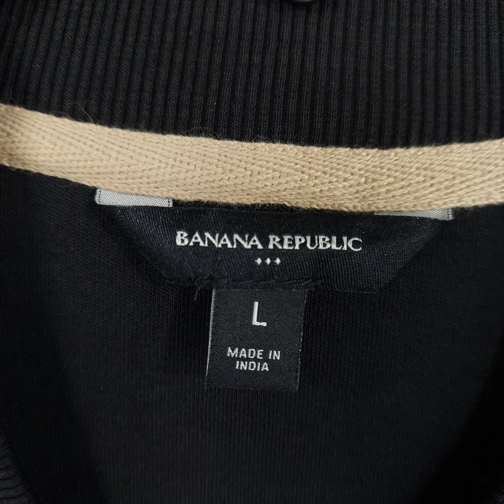Banana Republic Jacket Mens Large Black Cotton Bomber Full Zip Unlined